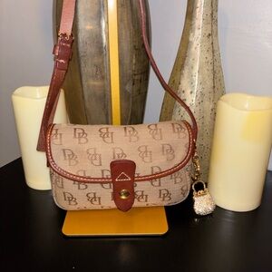 Dooney & Bourke Beige and Brown Vintage Shoulder Bag